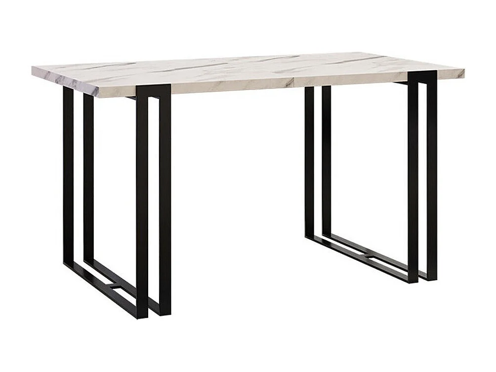 Table Comfivo 179, Marbre blanc|Noir, 76x80x140cm, Disponible, Stratifié, Métal