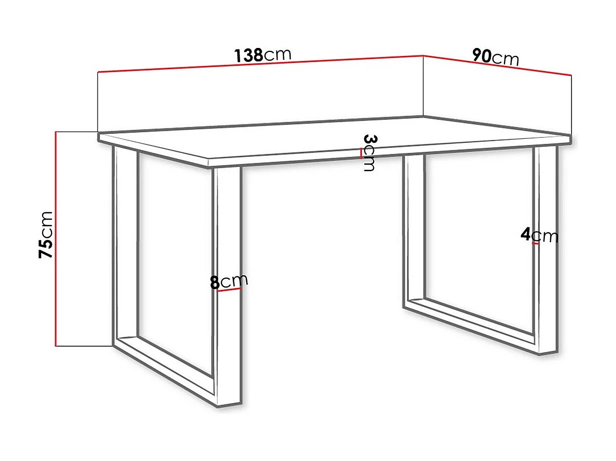 Table Tucson 137, Noir|Chêne lancelot, 75x90x138cm, Stratifié, Métal