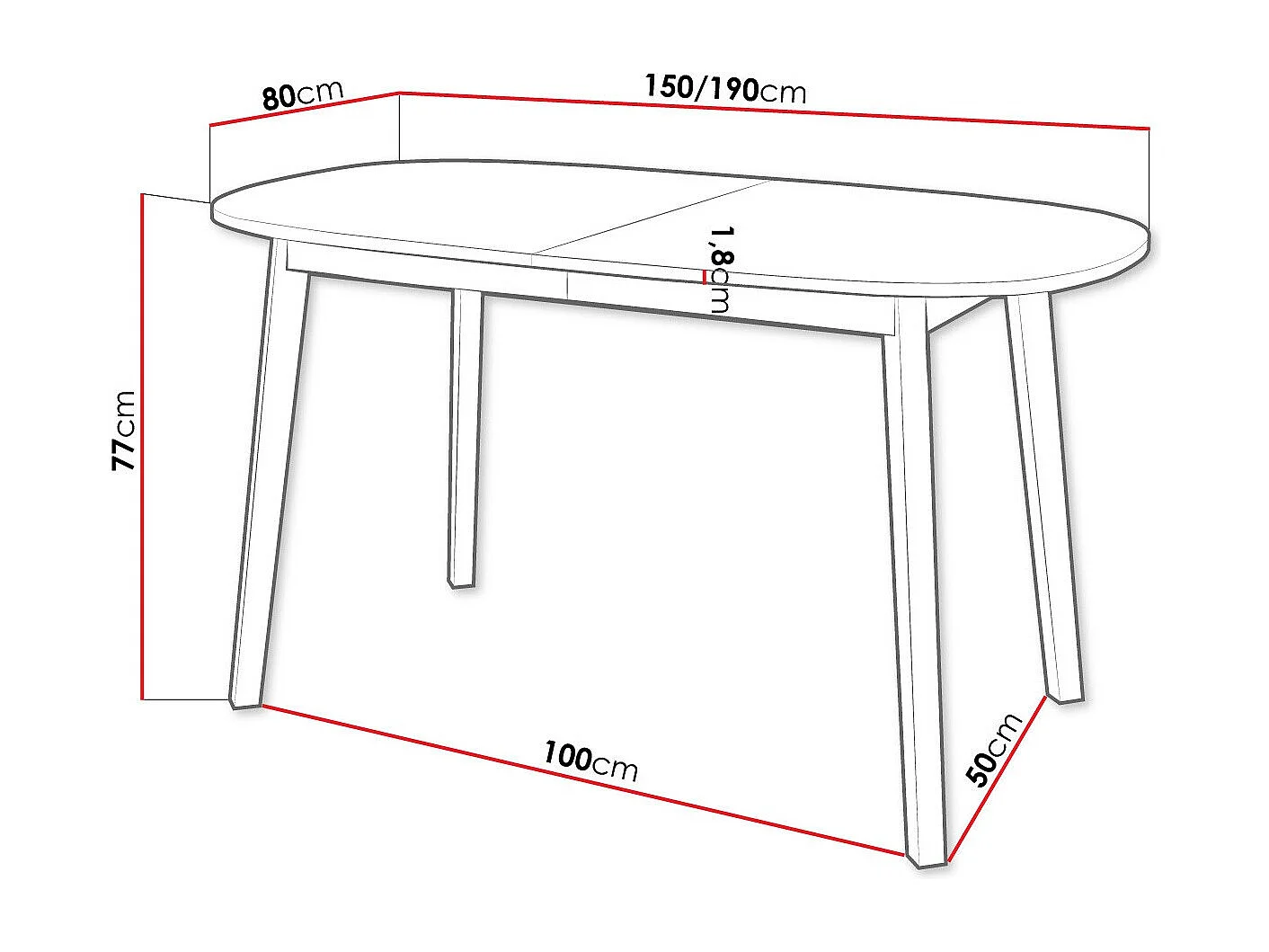 Table Edmond 114, Noir|Blanc, 77x80x150cm, Disponible, Stratifié, Bois