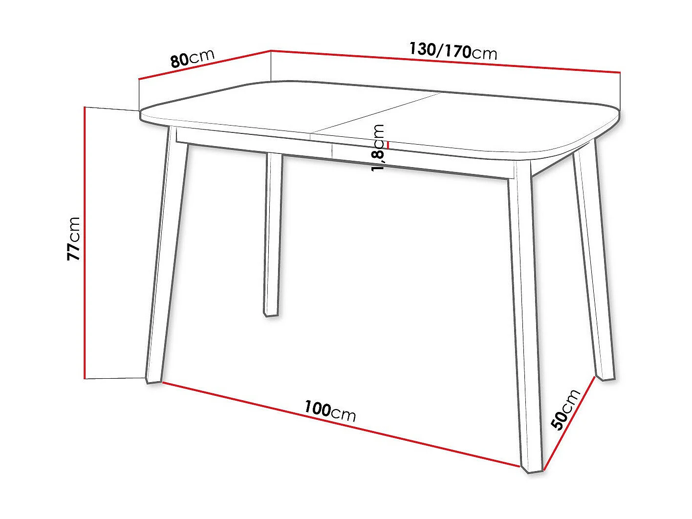 Table Edmond 110, Noir|Blanc, 77x80x130cm, Disponible, Stratifié, Bois