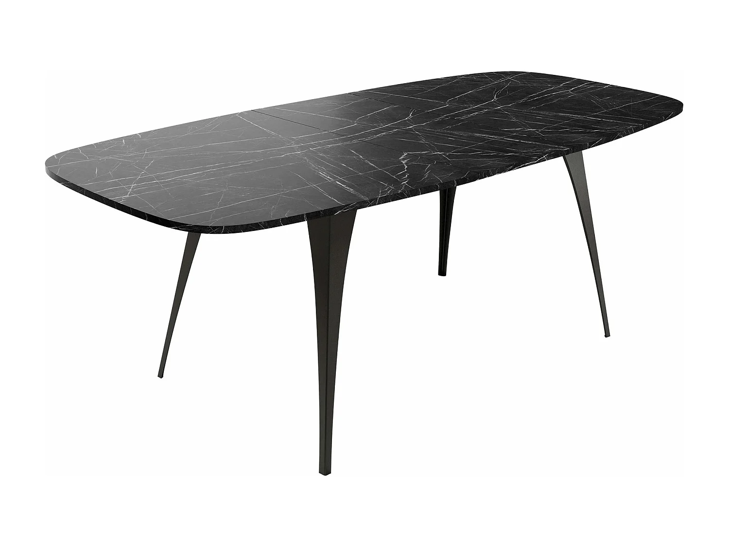 Table Oswego 131, Marbre noir|Noir, 76x90x160cm, Disponible, Stratifié, Métal