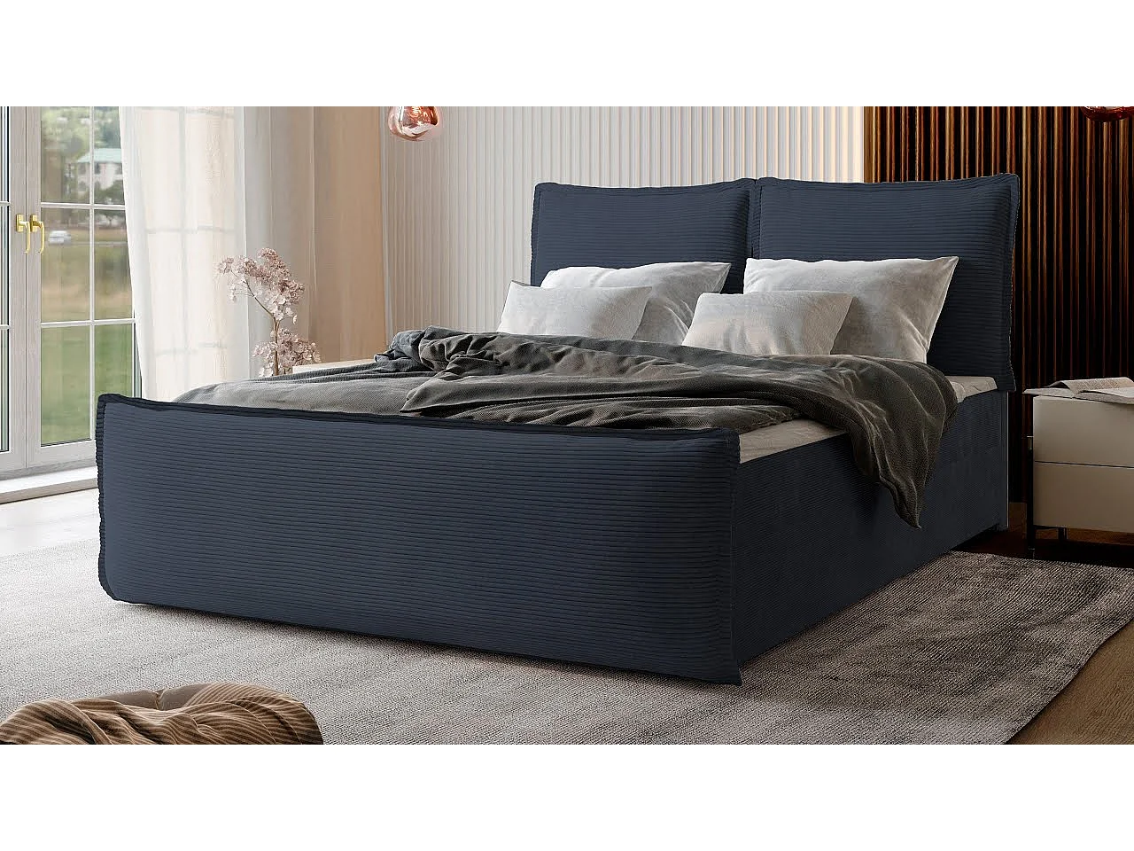 Boxspringbed MONTA 160x200 cm Set met hoofdbord, bedbodem en matras, Antracietgrijs
