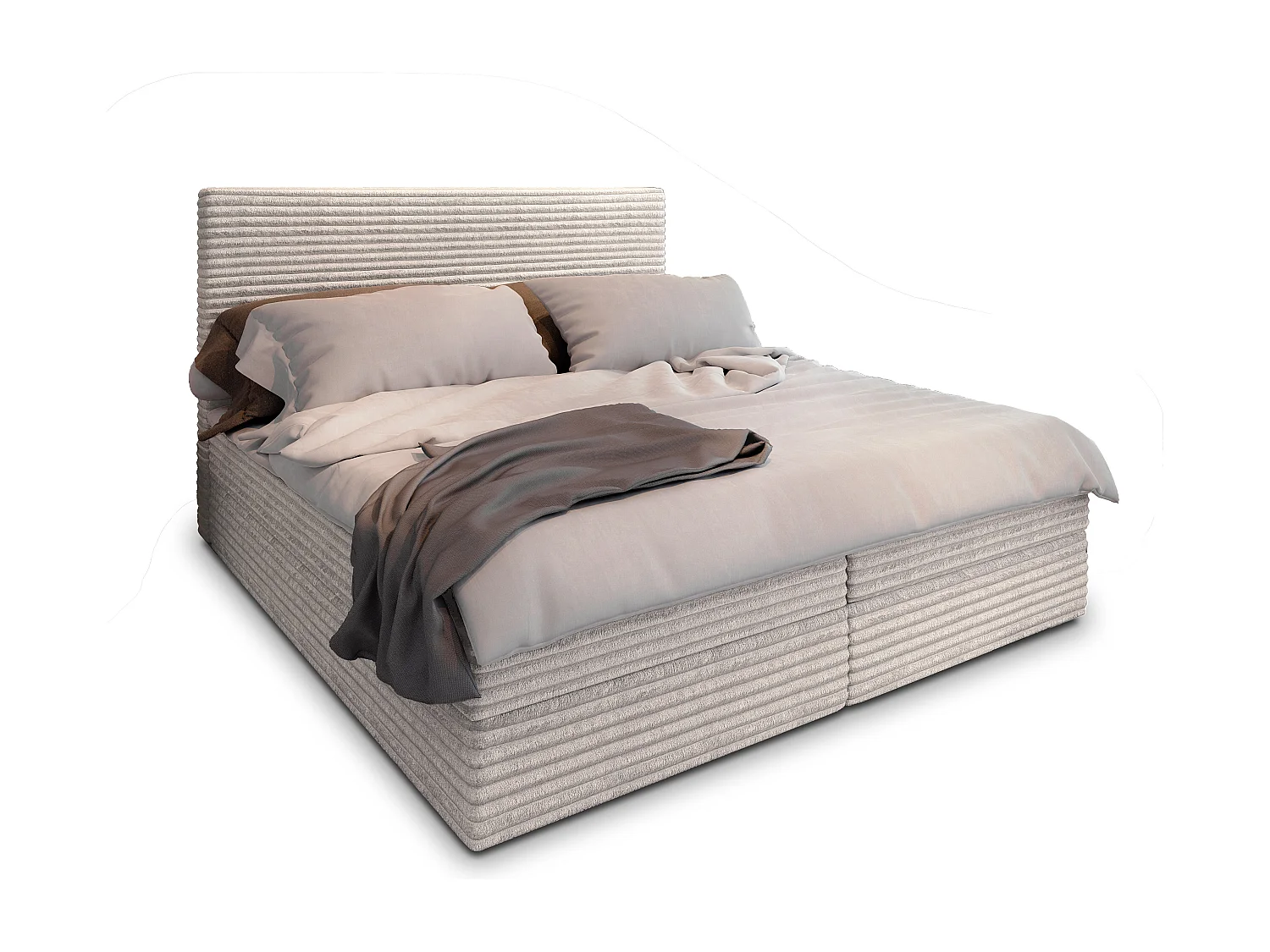 Boxspringbed PISA 180x200 cm Set met hoofdbord, bedbodem en matras, Crème