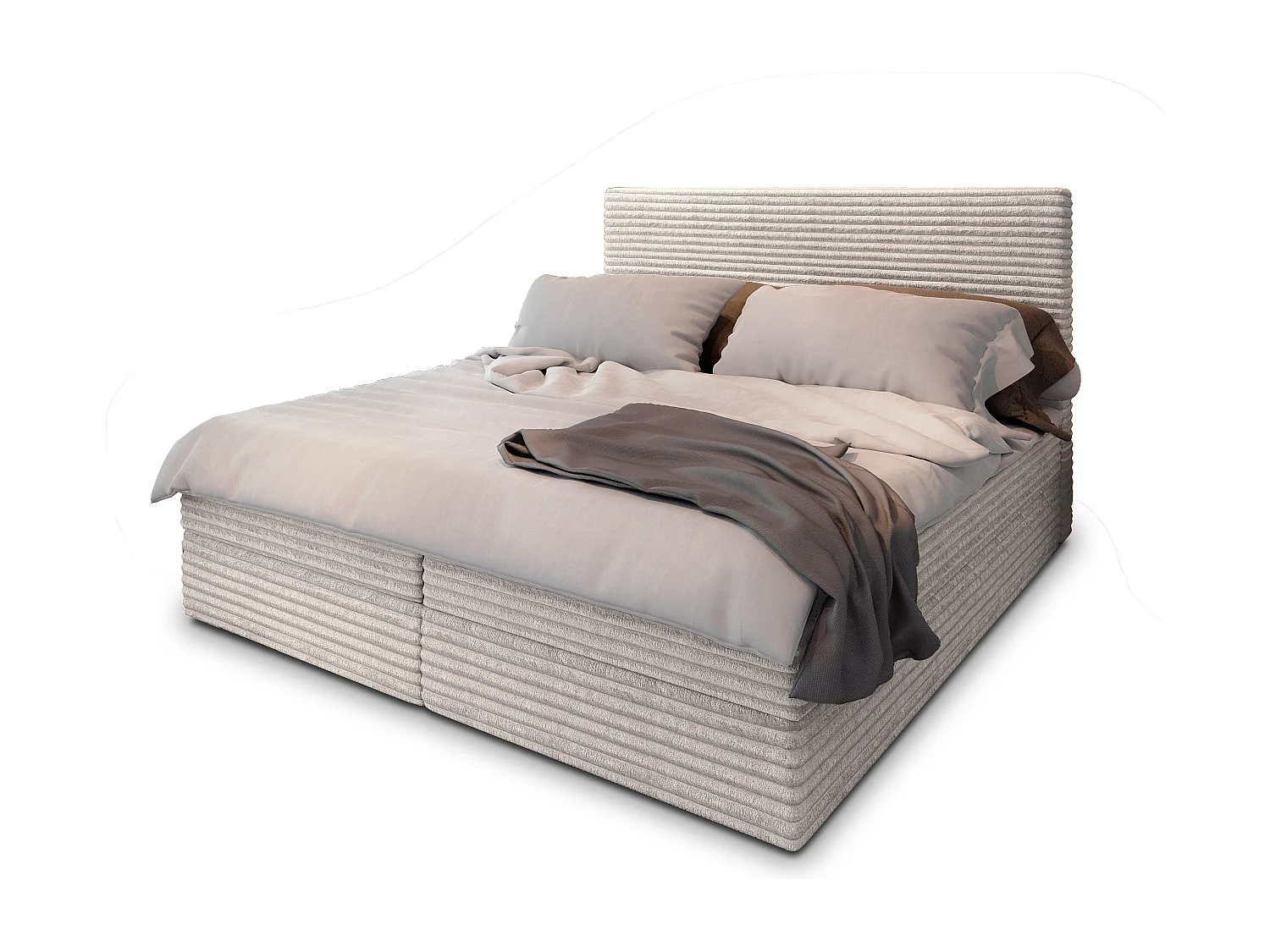 Boxspringbed PISA 180x200 cm Set met hoofdbord, bedbodem en matras, Crème