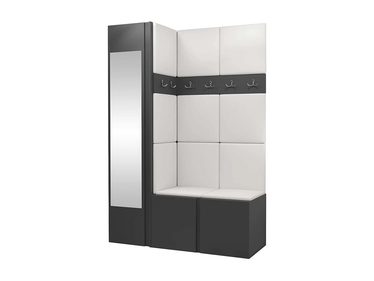 Meuble d'entrée Hartford 277, 186x124x46cm, Disponible, Graphite, Faux cuir|Stratifié