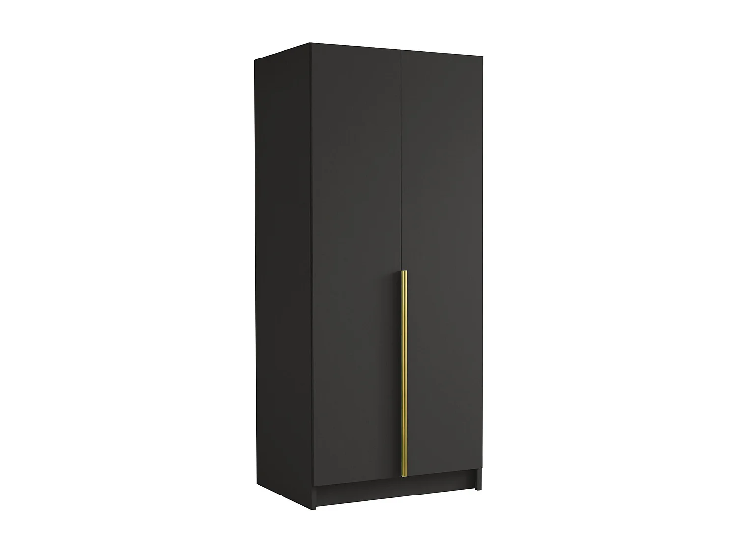 Armoire Closico 195, Doré|Noir, 215x100x58cm, Portes d'armoire: Avec des charnières