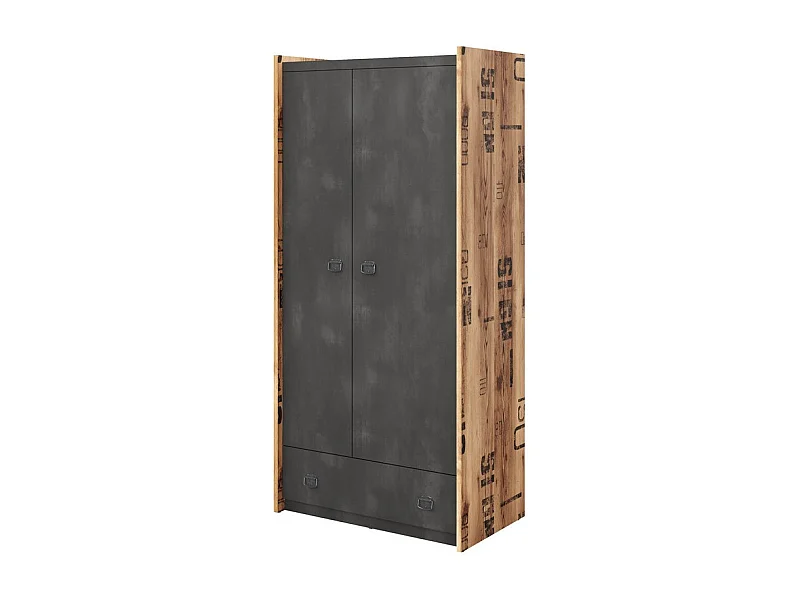 Armoire Tivtivi 101, Gris|Canyon chêne, 190x90x52cm, Nombre d'étagères: 5