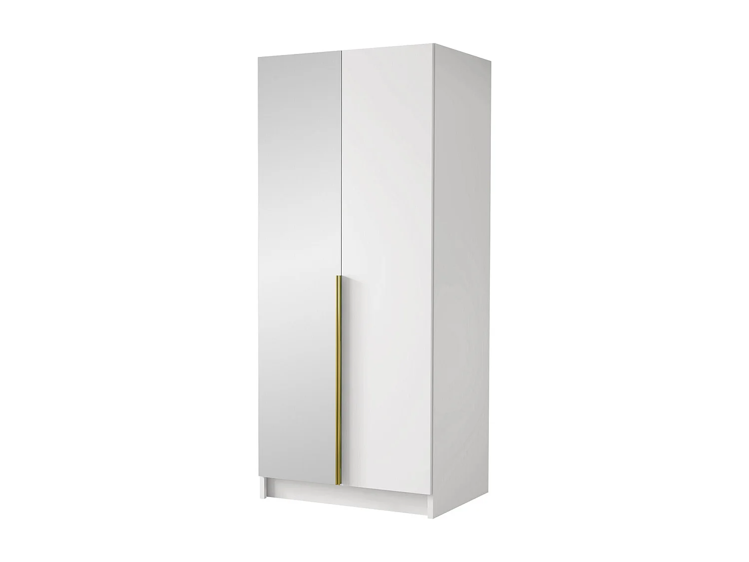 Armoire Closico 194, Blanc|Doré, 215x100x58cm, Portes d'armoire: Avec des charnières