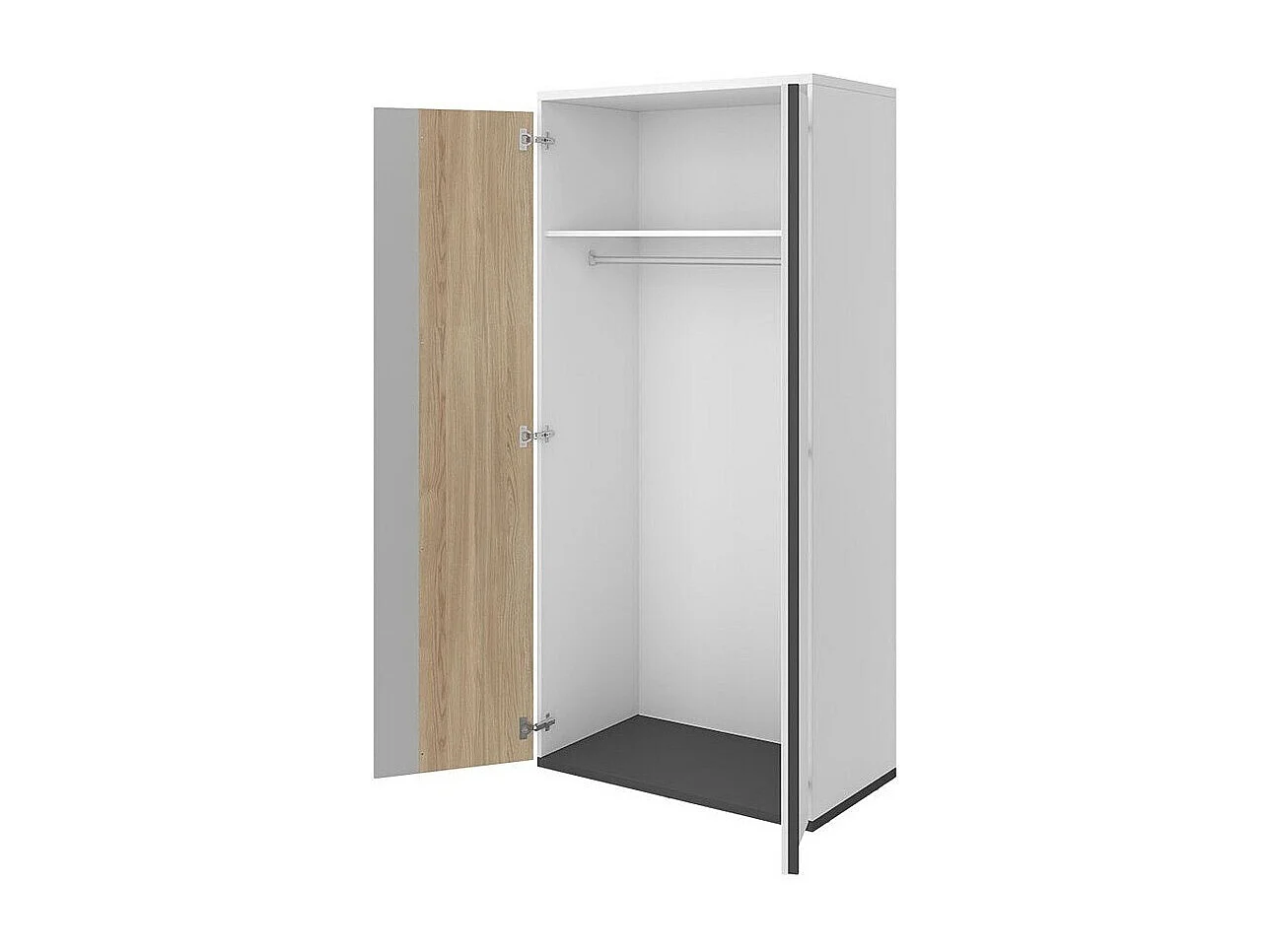 Armoire Marvesi 101, Chêne|Graphite|Gris clair|Blanc, 199x90x50cm, Nombre d'étagères: 1