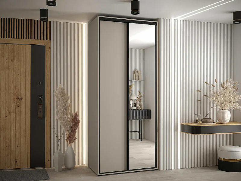 Armoire Hartford 495, Noir|Cachemire, 235x120x60cm, Portes d'armoire: Coulissantes