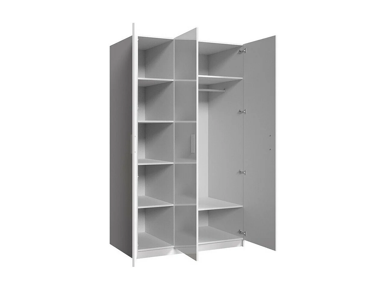 Armoire Campus, Blanc|Rose brillant|Blanc brillant, 198x120x55cm, Nombre d'étagères: 6