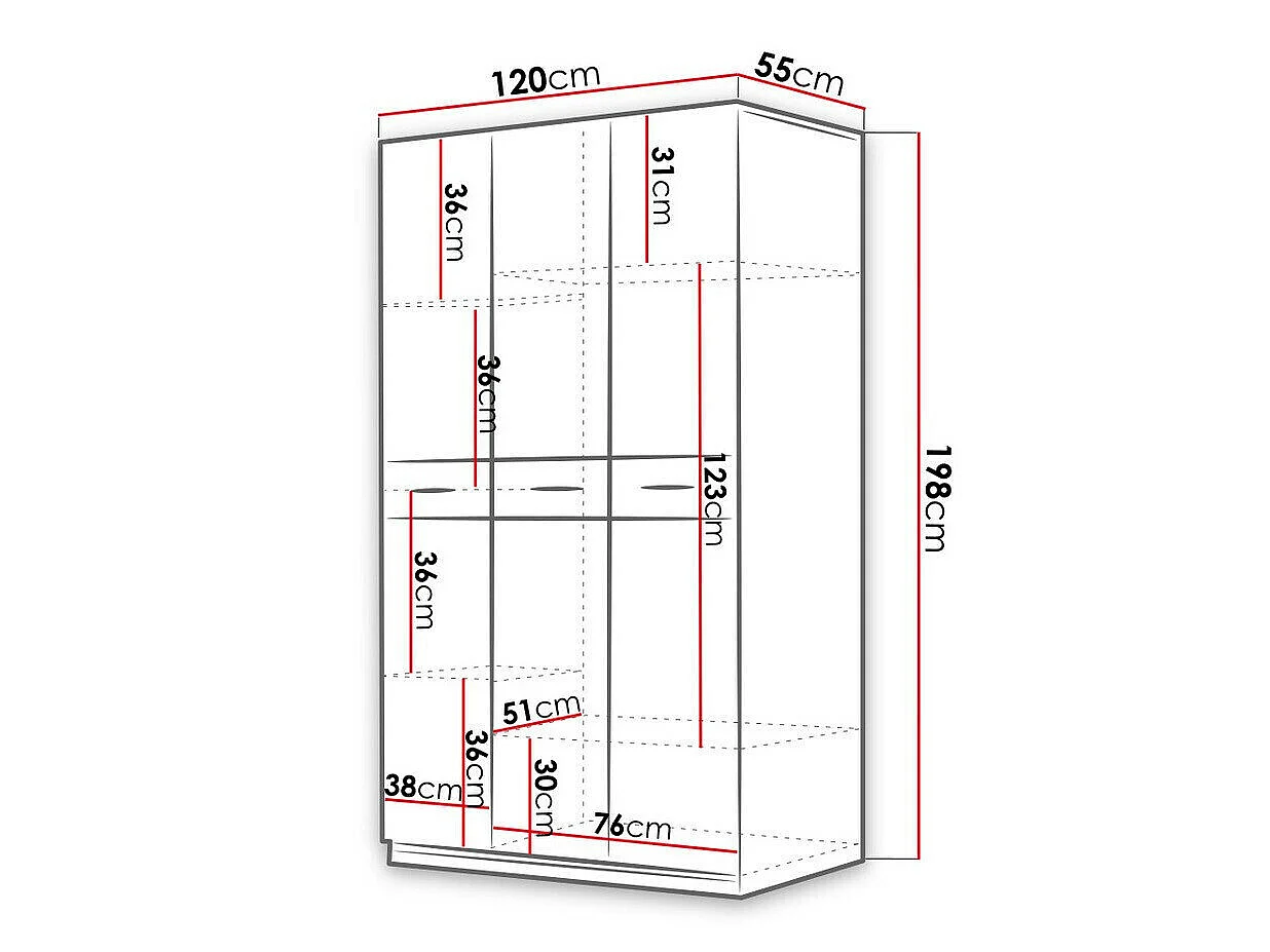 Armoire Campus, Nombre d'étagères: 6, 20x12x6cm