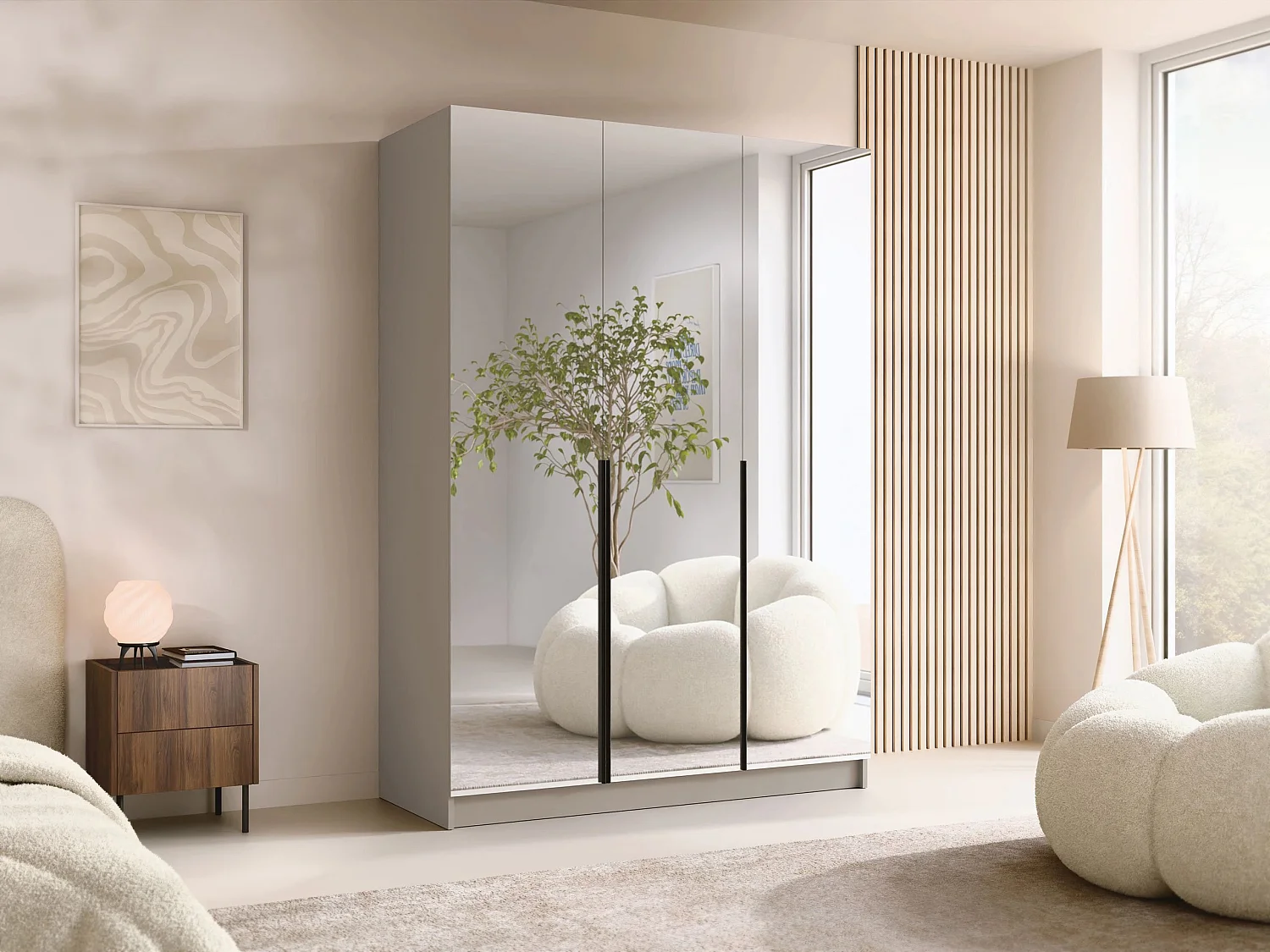 Armoire Closico 196, Cachemire|Noir, 215x150x58cm, Portes d'armoire: Avec des charnières