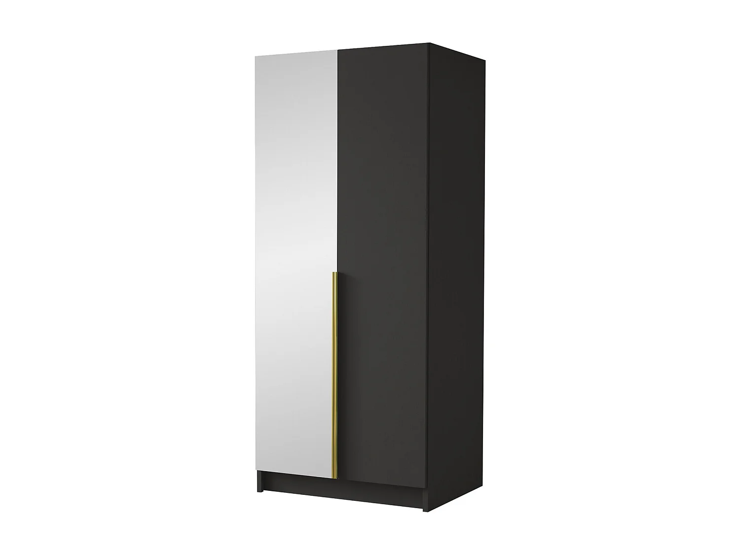 Armoire Closico 194, Doré|Noir, 215x100x58cm, Portes d'armoire: Avec des charnières