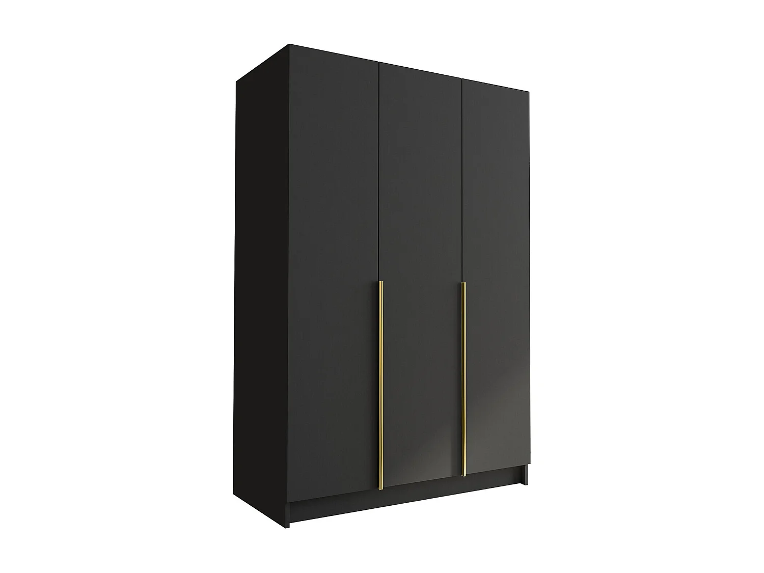 Armoire Closico 198, Noir|Doré, 215x150x58cm, Portes d'armoire: Avec des charnières