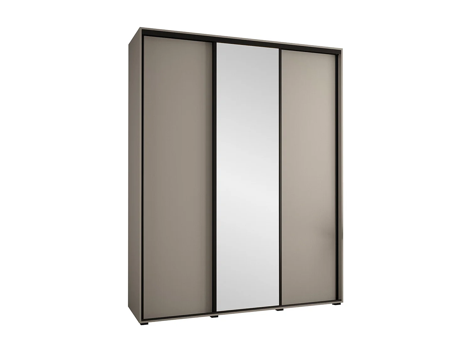 Armoire Hartford 492, Cachemire|Noir, 235x200x60cm, Portes d'armoire: Coulissantes