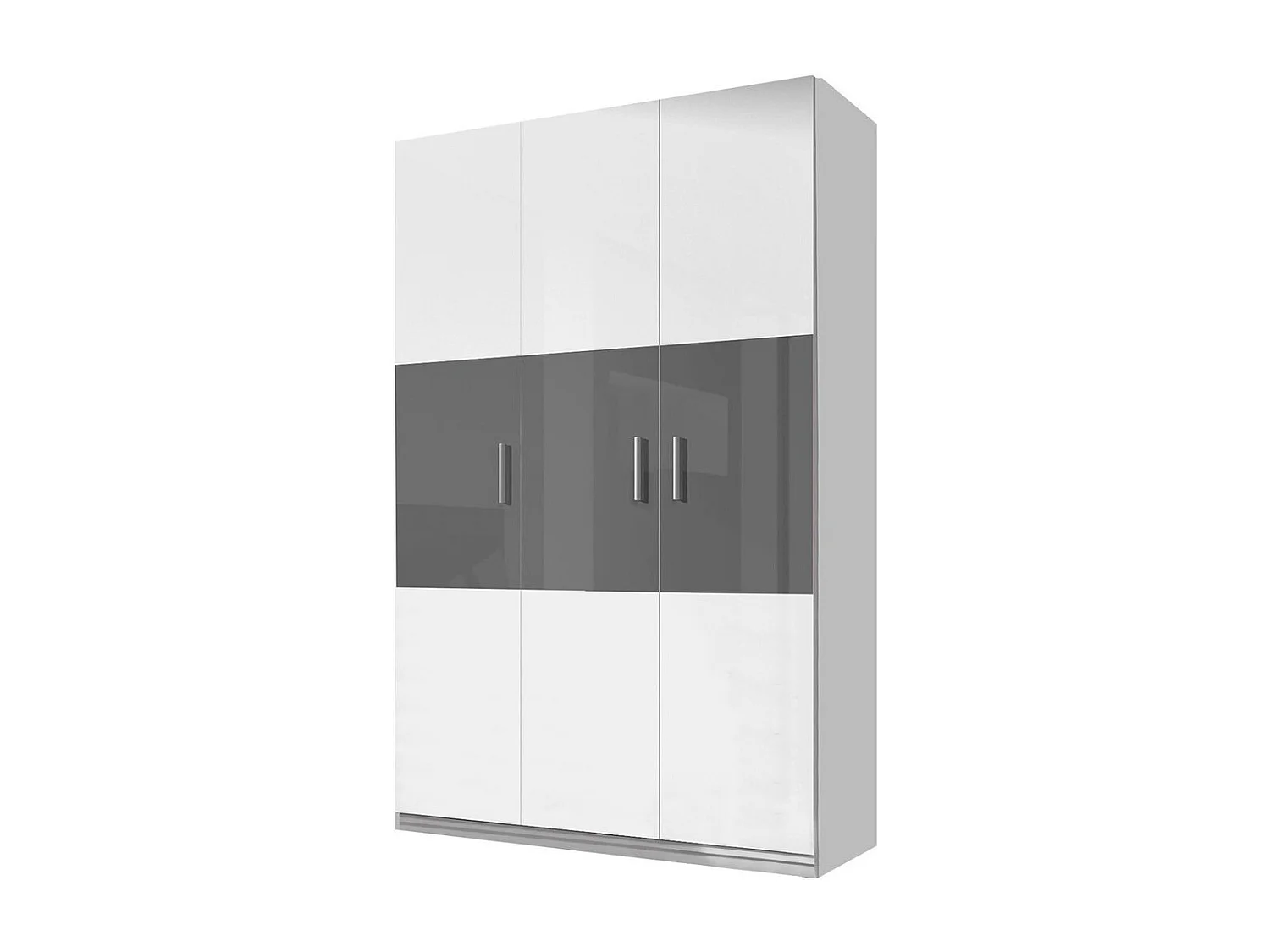 Armoire Campus I, Blanc|Gris brillant|Blanc brillant, 198x120x55cm, Nombre d'étagères: 6