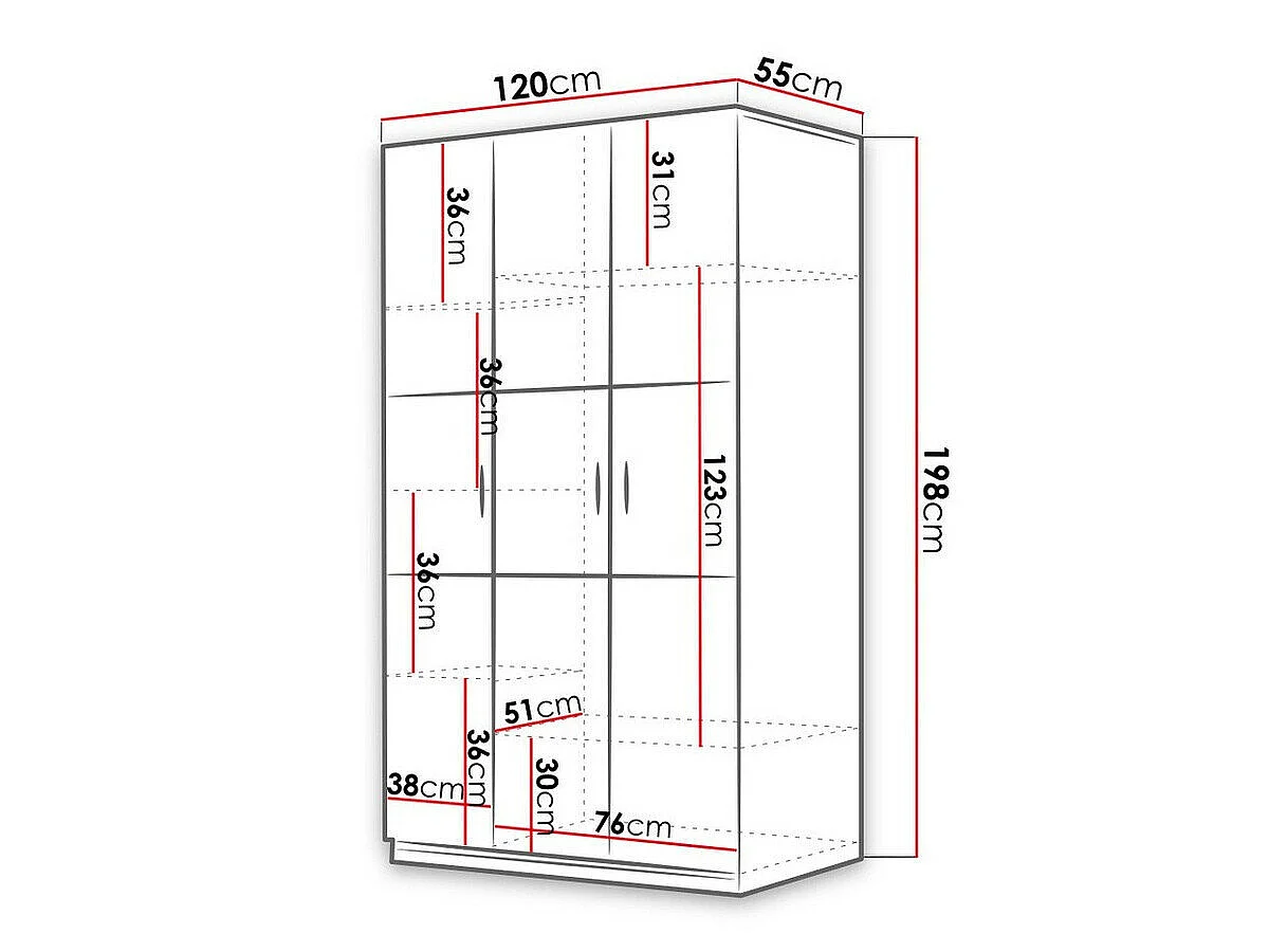 Armoire Campus I, Nombre d'étagères: 6, 20x12x6cm