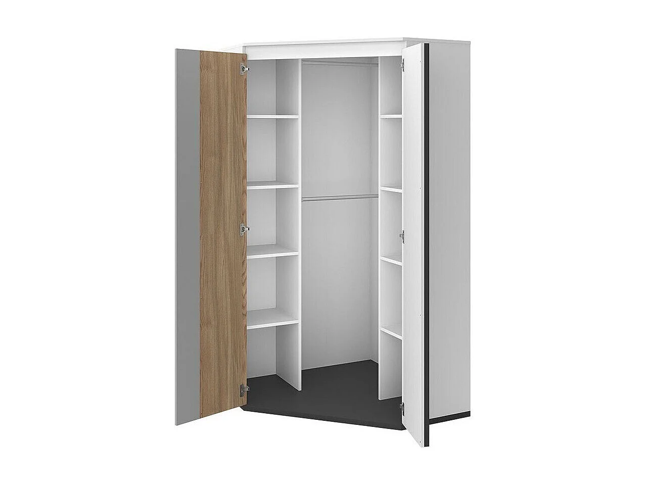 Armoire d'angle Marvesi 100, Chêne|Graphite|Gris clair|Blanc, 199x95x50cm