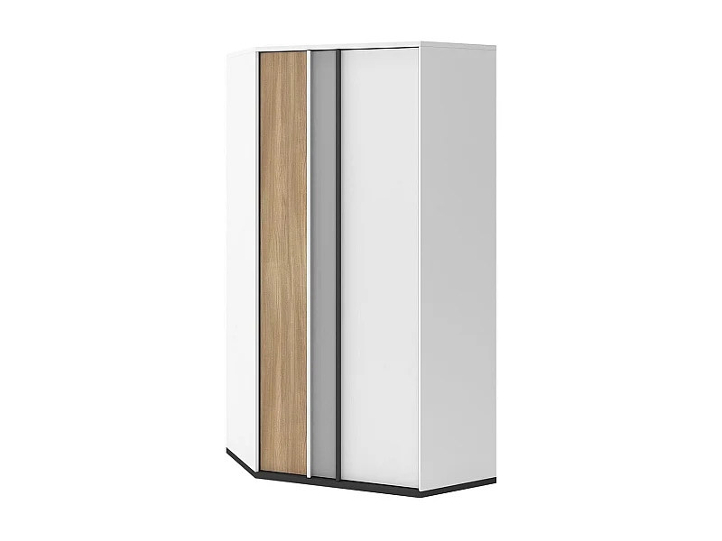 Armoire d'angle Marvesi 100, Chêne|Graphite|Gris clair|Blanc, 199x95x50cm