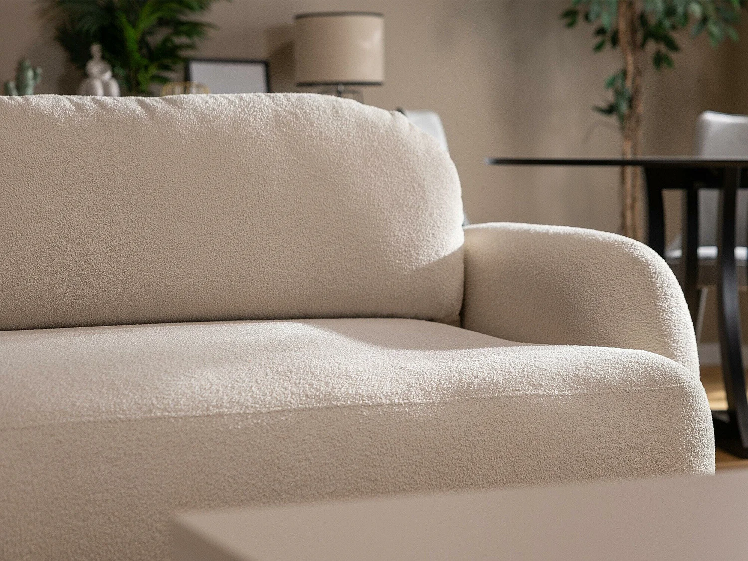 Sofá rinconero TrendyNest Ardea I, Crema, Función de descanso