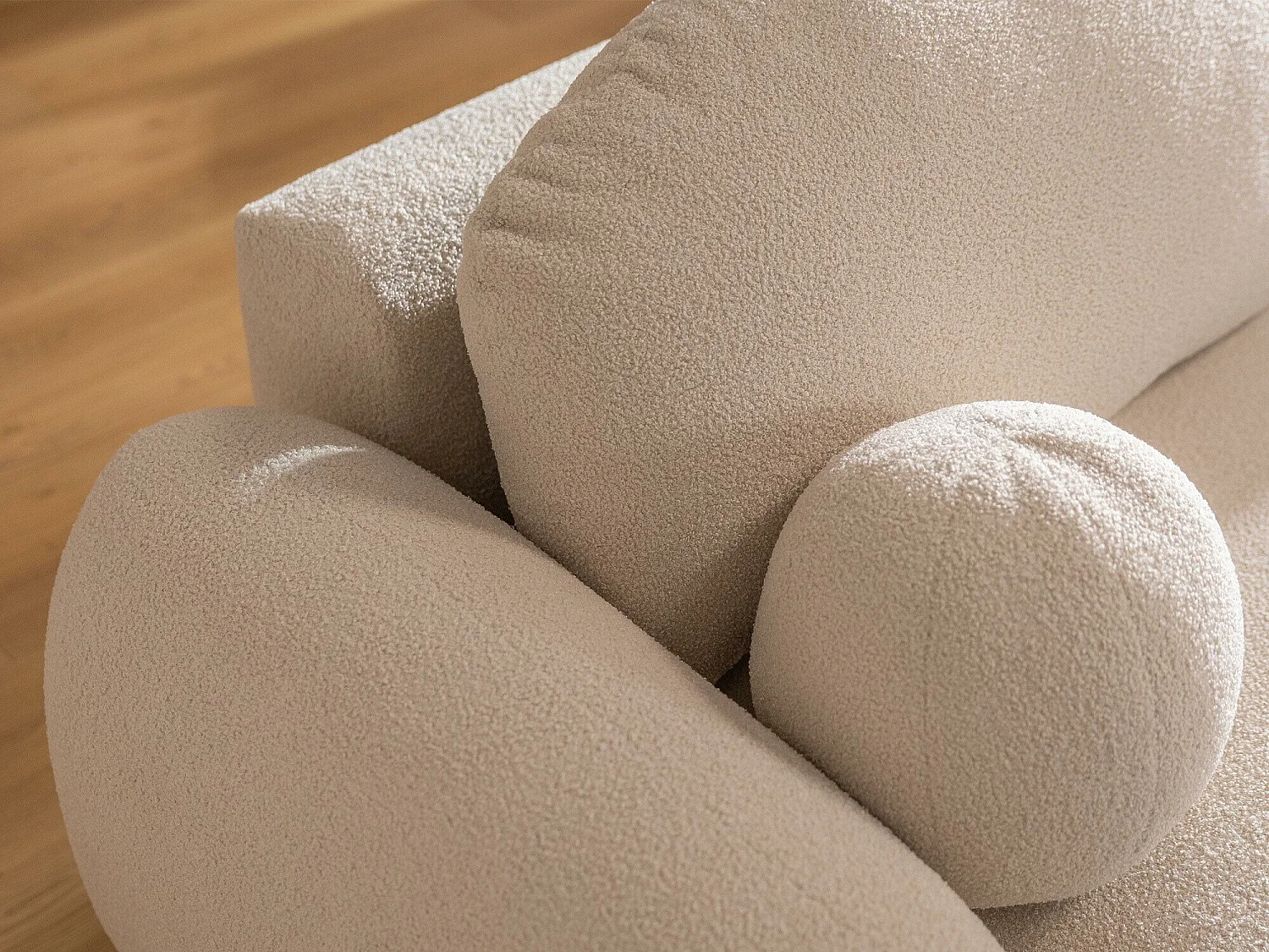 Sofá rinconero TrendyNest Ardea I, Crema, Función de descanso