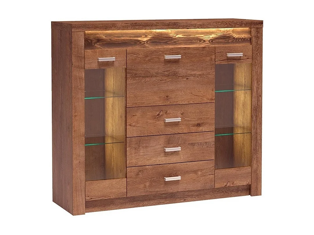 Cómoda Serfeno 105, Fresno, Con cajones y puertas, Número de cajones: 3, 122x137x42cm