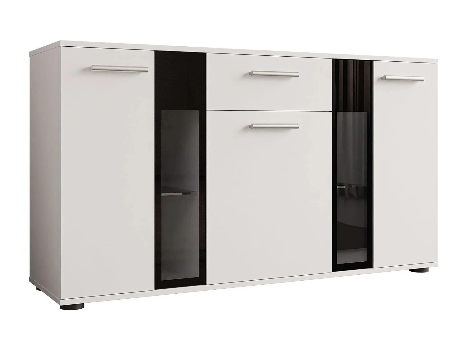 Commode Tucson 114, Blanc, Tiroirs et portes, Nombre de tiroirs: 1, 80x141x41cm