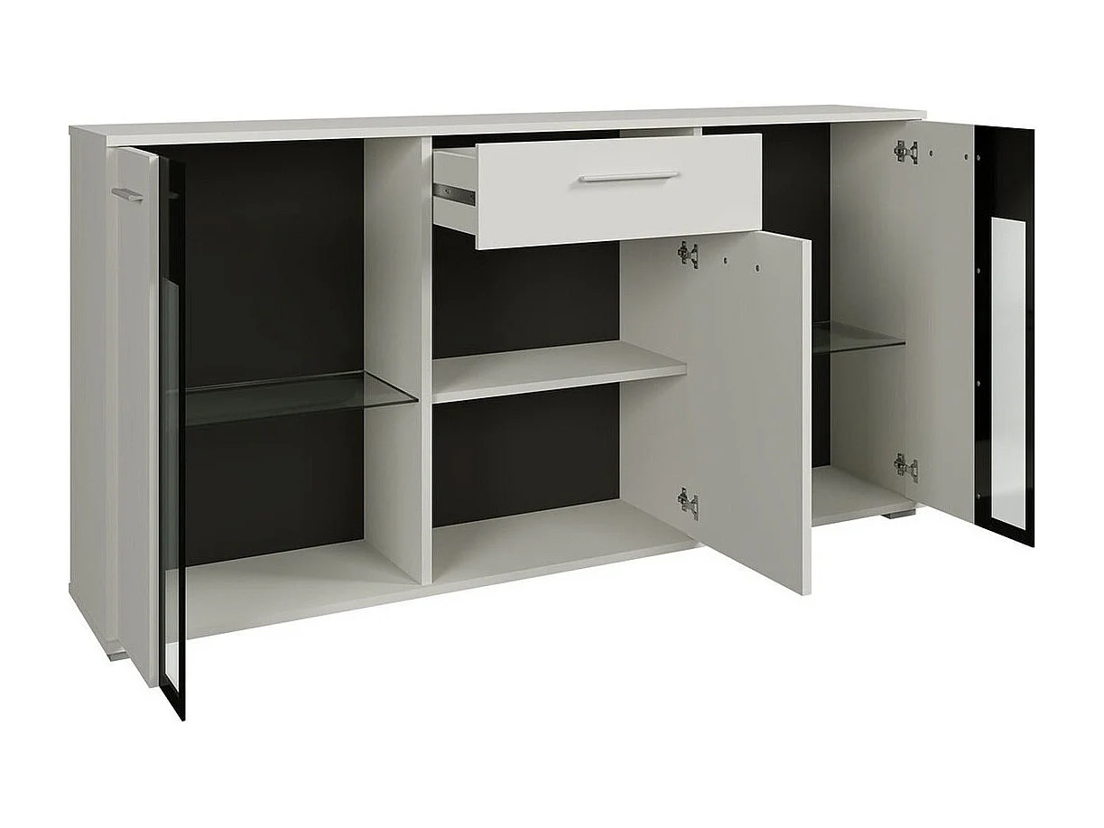 Commode Tucson 114, Chêne Artisan|Blanc, Tiroirs et portes, Nombre de tiroirs: 1, 80x41cm