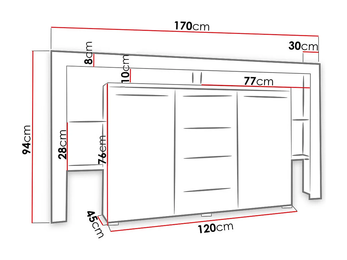Commode Nashville 106, Gris brillant|Blanc, Tiroirs et portes, Nombre de tiroirs: 4, 94cm