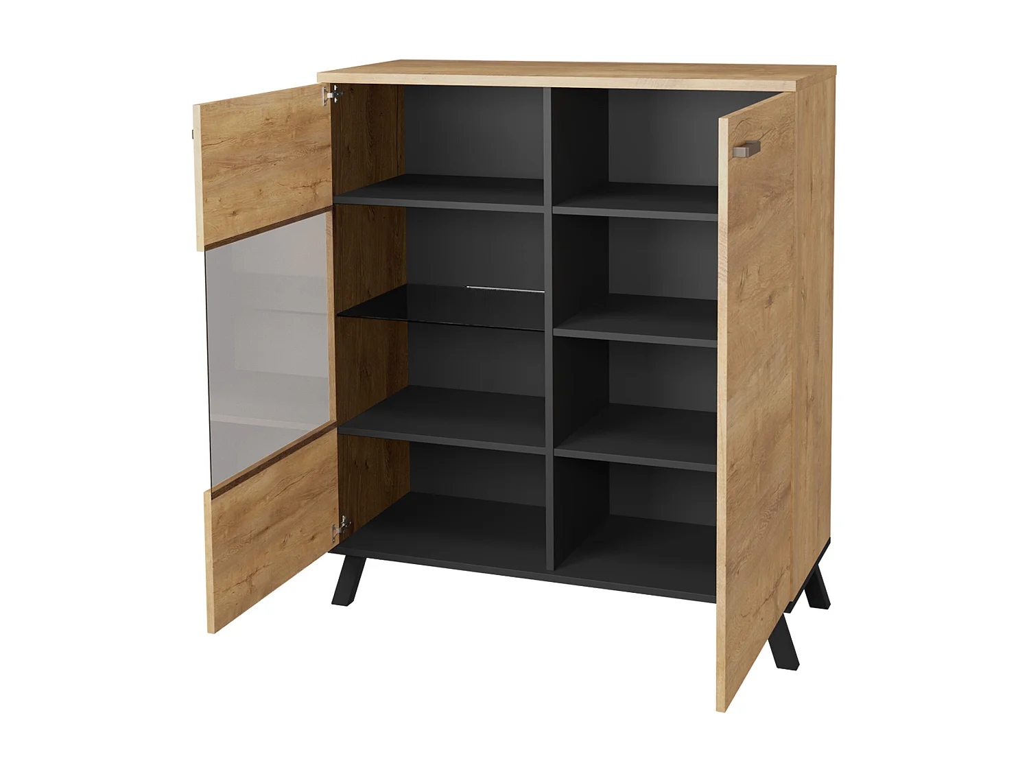 Buffet Talsere 103, Noir|Chêne de Lefkas, 121x101cm, Le nombre de portes: 240cm