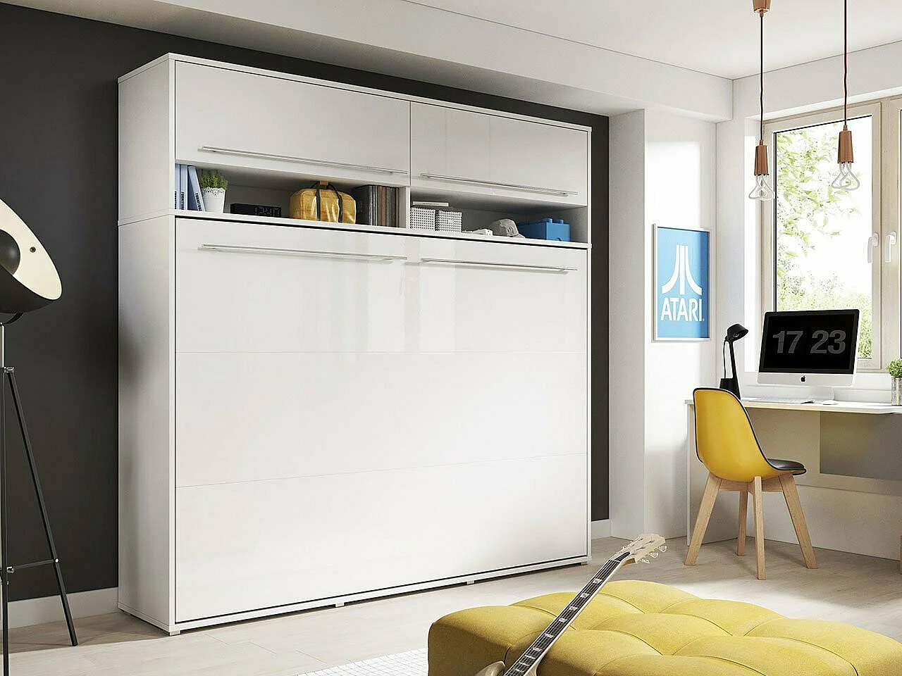 Buffet Concept Pro Lenart Levfere 159, Blanc brillant|Blanc, 58x215cm46cm, Stratifié