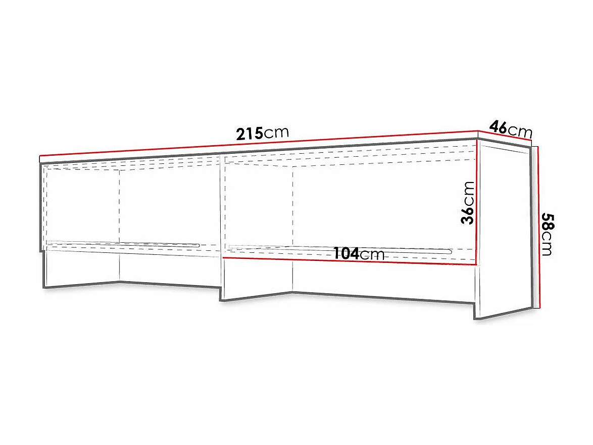 Buffet Concept Pro Lenart Levfere 159, Blanc brillant|Blanc, 58x215cm46cm, Stratifié