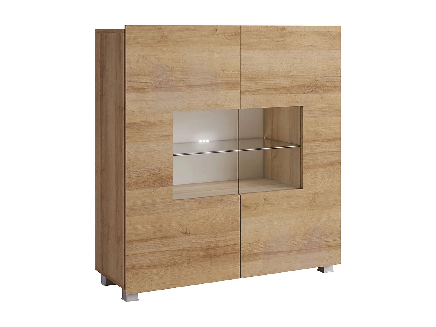 Buffet Remus, Chêne doré, 107x100cm, Le nombre de portes: 235cm, Verre trempé|Stratifié