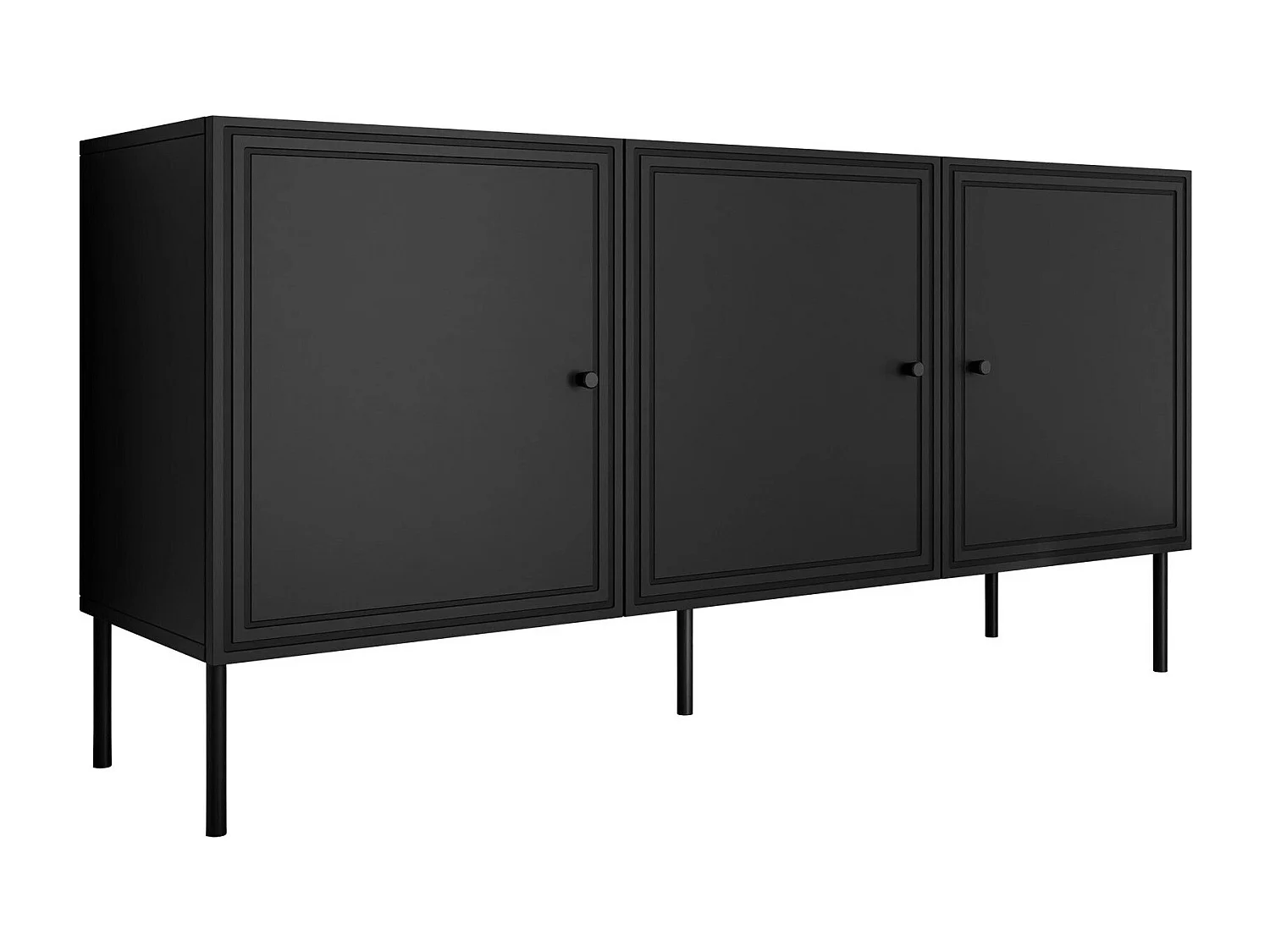 Buffet Monciru 100, Noir, 75x151x40cm, MDF|Stratifié