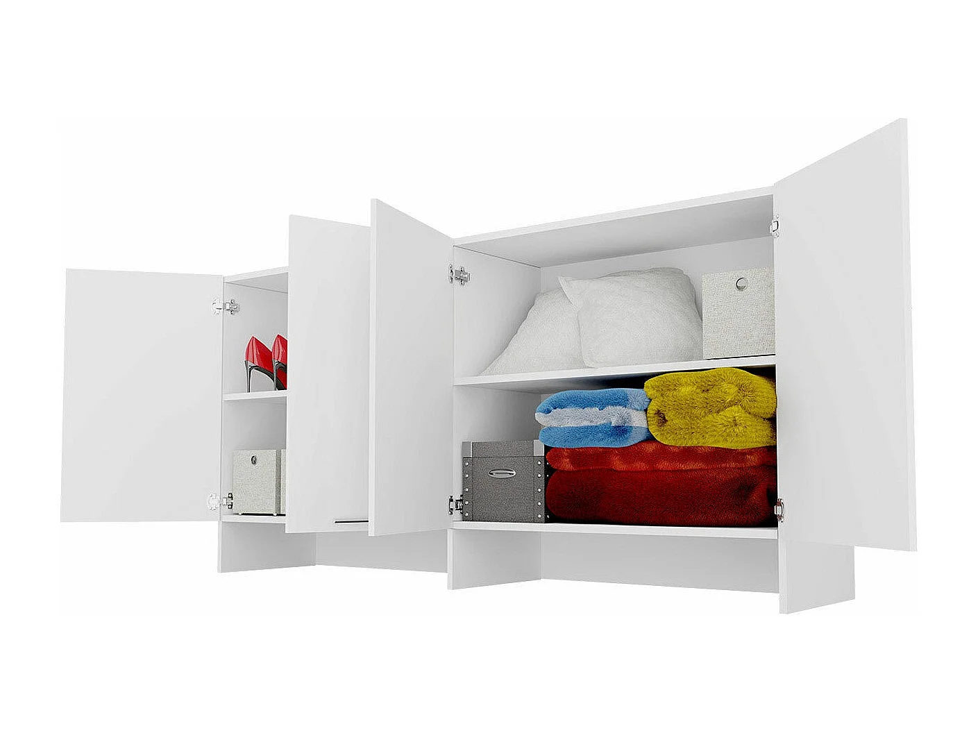 Buffet Concept Pro Lenart Levfere 160, Blanc brillant|Blanc, 108x215cm46cm, Stratifié