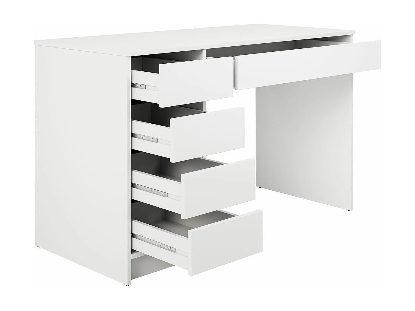 Bureau Comfivo 312, Avec tiroirs, Nombre de tiroirs: 5, 76x120x55cm, Blanc brillant|Blanc