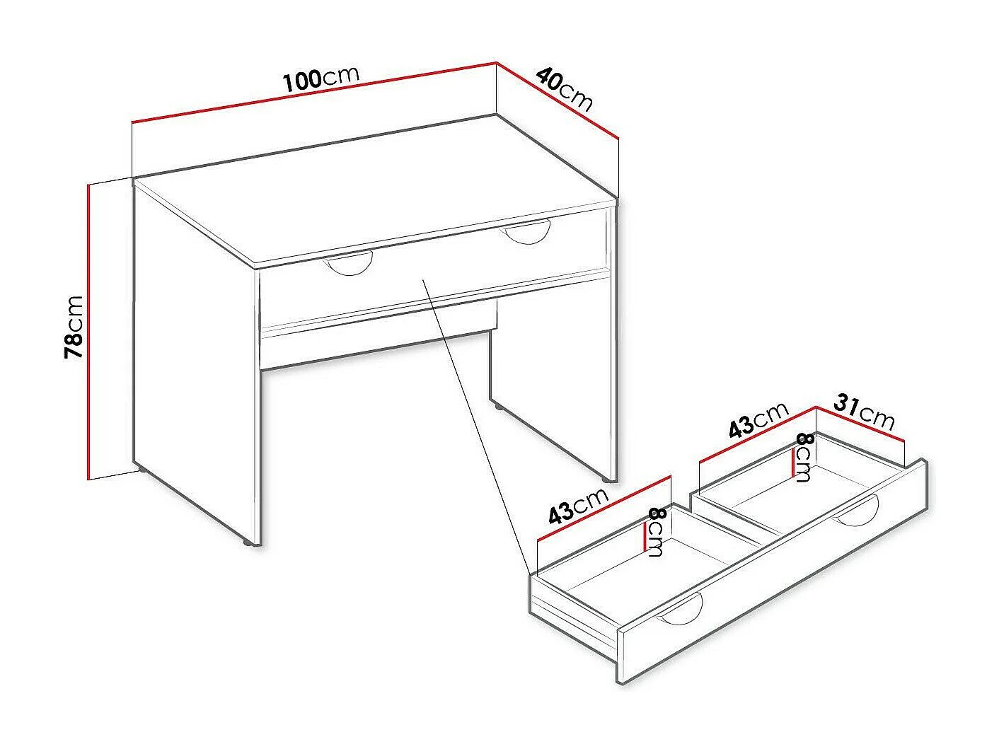 Console Comfivo Levevai 106, Doré|Noir, 78x100x40cm, Avec tiroirs