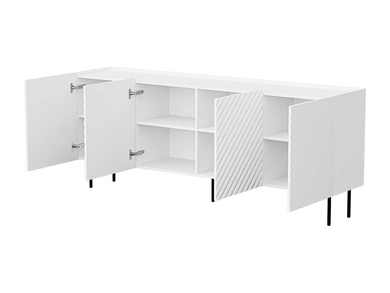 Buffet Mortali 101, Blanc|Noir, 80x200x40cm, MDF|Stratifié