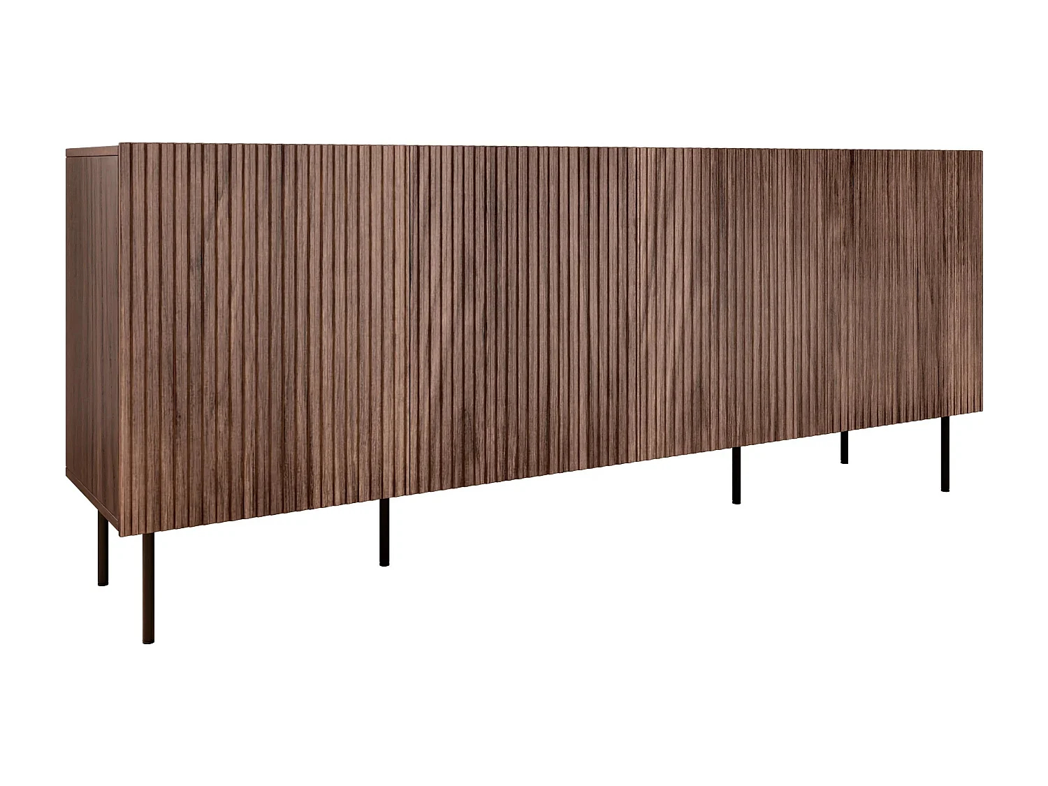 Buffet Melala 101, Noyer|Noir, 81x201x42cm, MDF|Stratifié