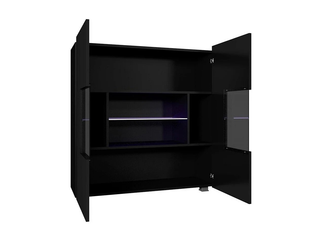 Buffet Tivdalu 100, Noir brillant|Noir, 107x100cm, Le nombre de portes: 235cm