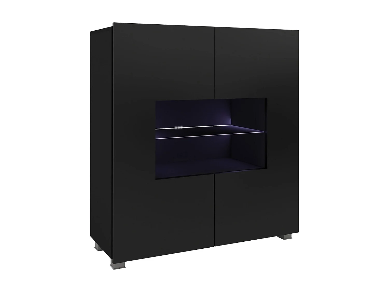 Buffet Remus, Noir brillant|Noir, 107x100cm, Le nombre de portes: 235cm
