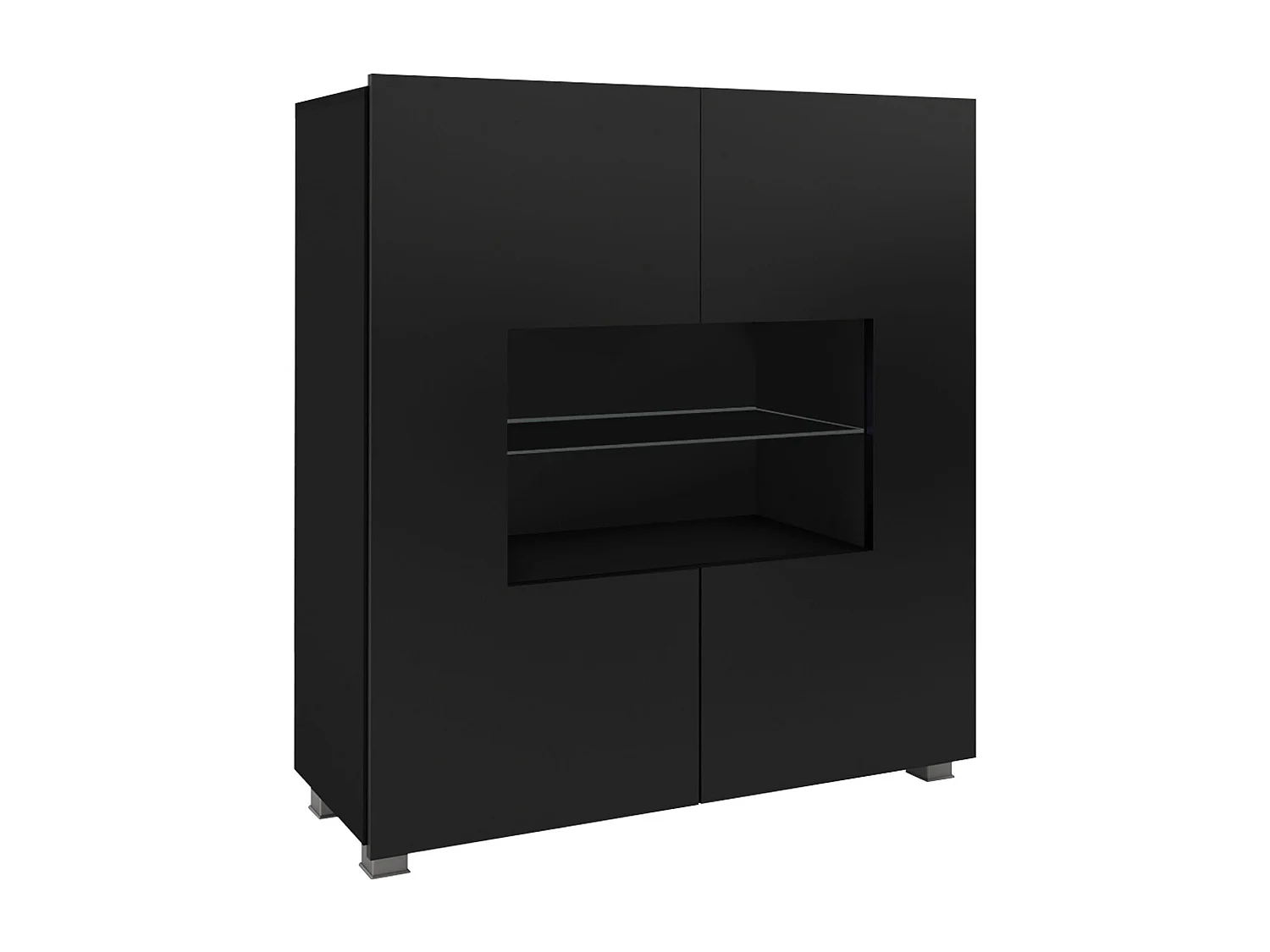 Buffet Remus, Noir brillant|Noir, 107x100cm, Le nombre de portes: 235cm
