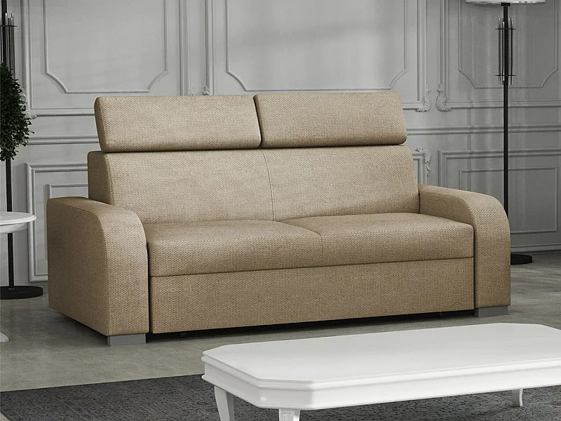 Canapé Etrcala 103, Brun clair, 170x100x85cm, Tissu, Pieds: Plastique|Bois