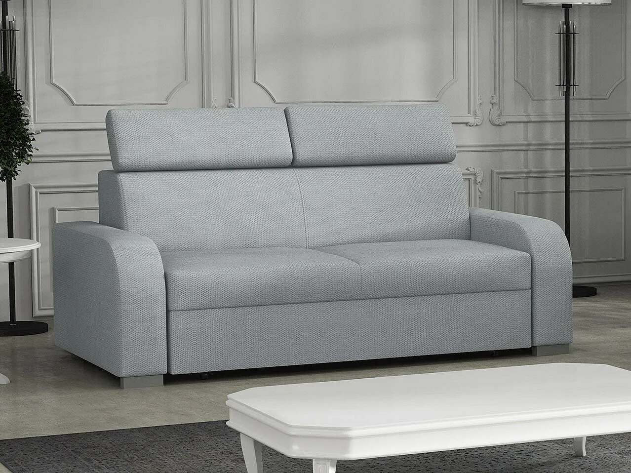 Canapé Ovos I, Gris, 170x100x85cm, Tissu, Pieds: Plastique|Bois