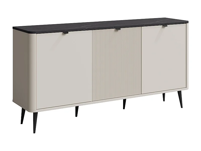 Buffet Lufela 106, Marbre gris|Cachemire, 82x160x40cm, MDF|Stratifié