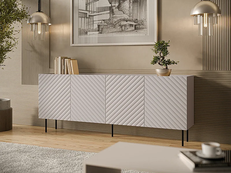 Buffet Mortali 101, Cachemire|Noir, 80x200x40cm, Stratifié|MDF