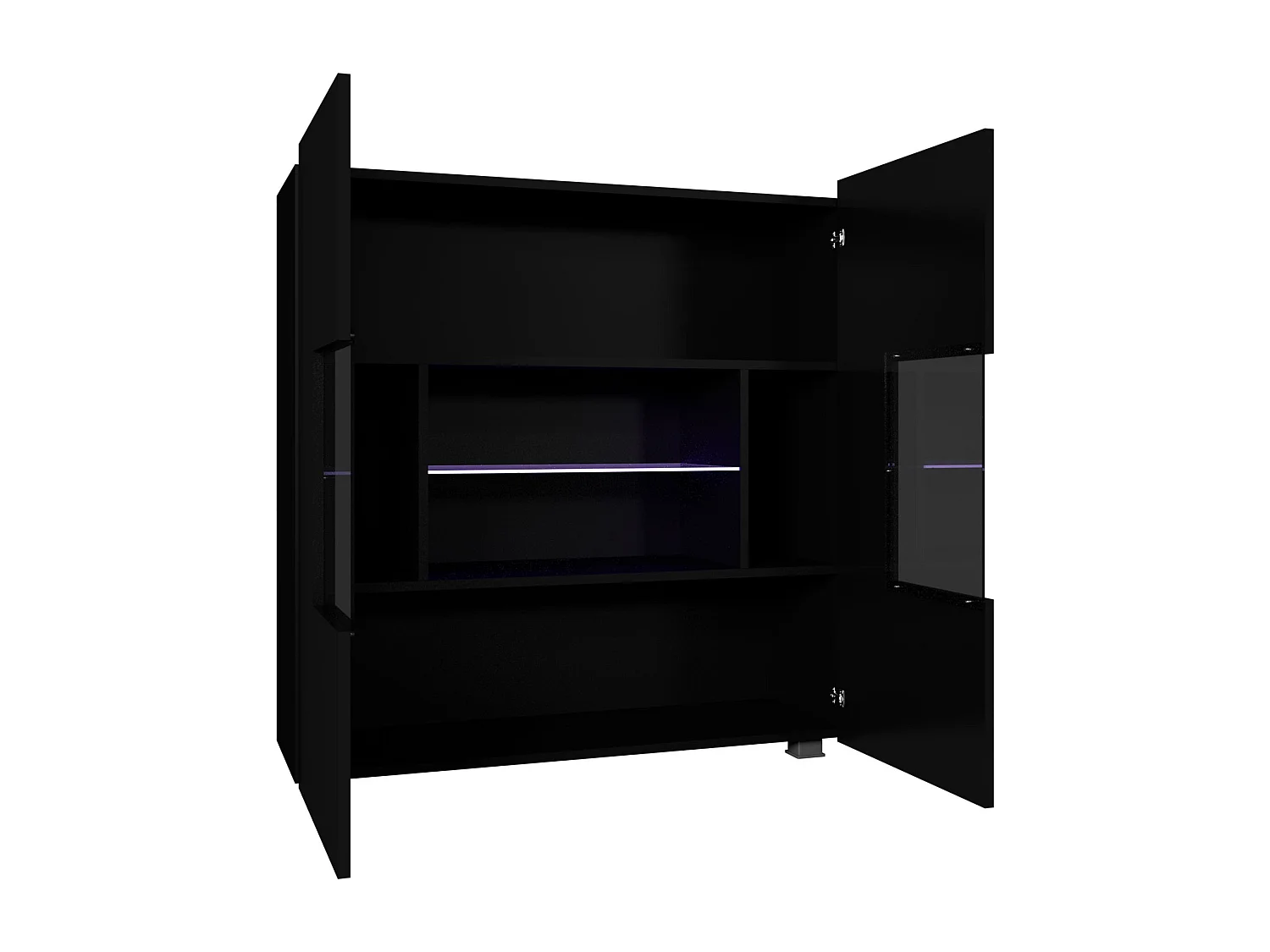 Buffet Remus, Noir brillant|Noir, 107x100cm, Le nombre de portes: 235cm