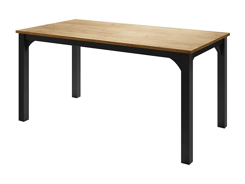 Table Oswego 137, Chêne doré artisanal|Noir, 76x90x160cm, Disponible, Stratifié, Métal