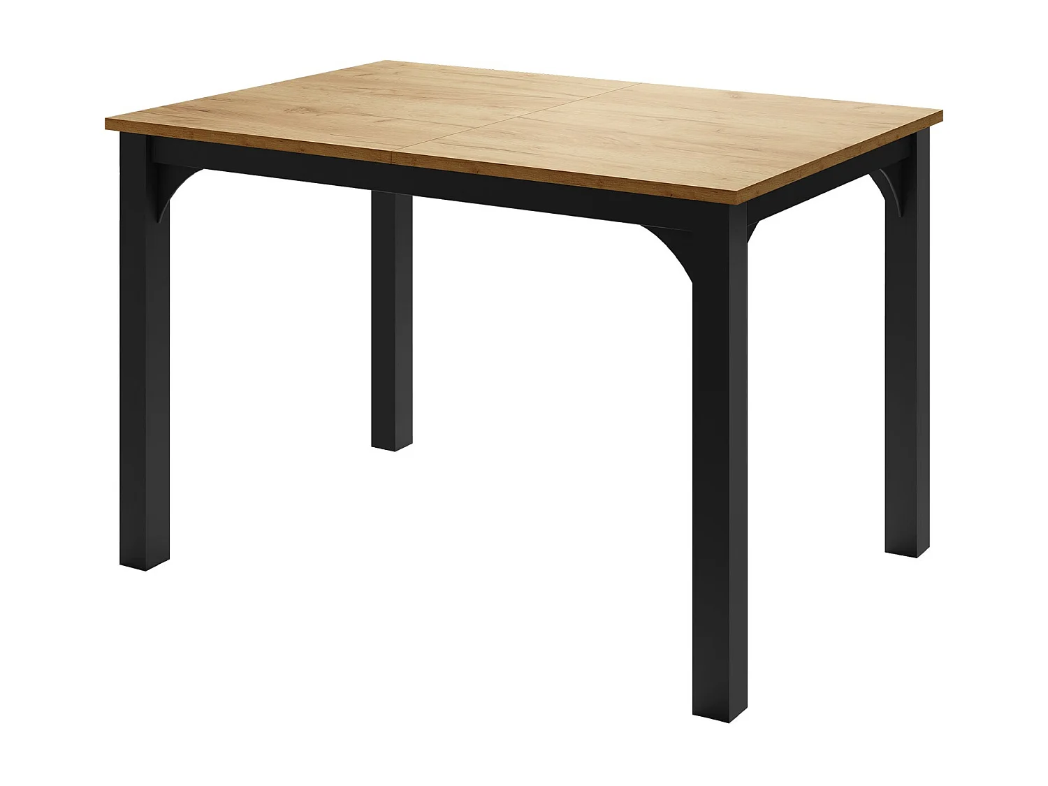 Table Oswego 135, Chêne doré artisanal|Noir, 76x80x120cm, Disponible, Stratifié, Métal